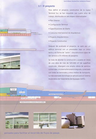 Página 17 de 32 del documento "Nueva Terminal Sur" editado por el Plan Barcelona (AENA) sobre la nueva terminal T1 del aeropuerto del Prat